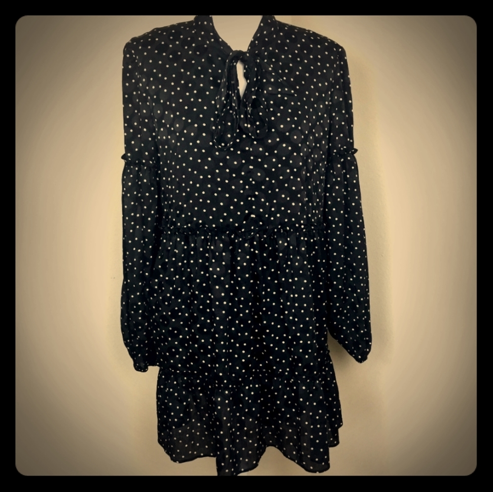 Tie neck dotted dress from Laundry